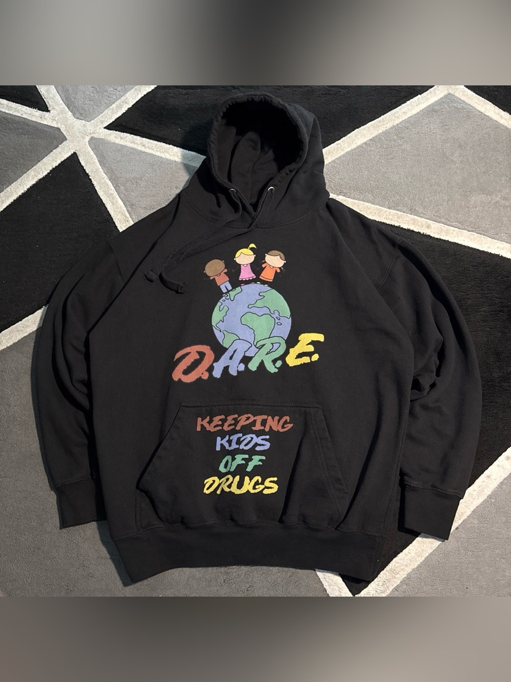 D.A.R.E. black hoodie with colorful graphic